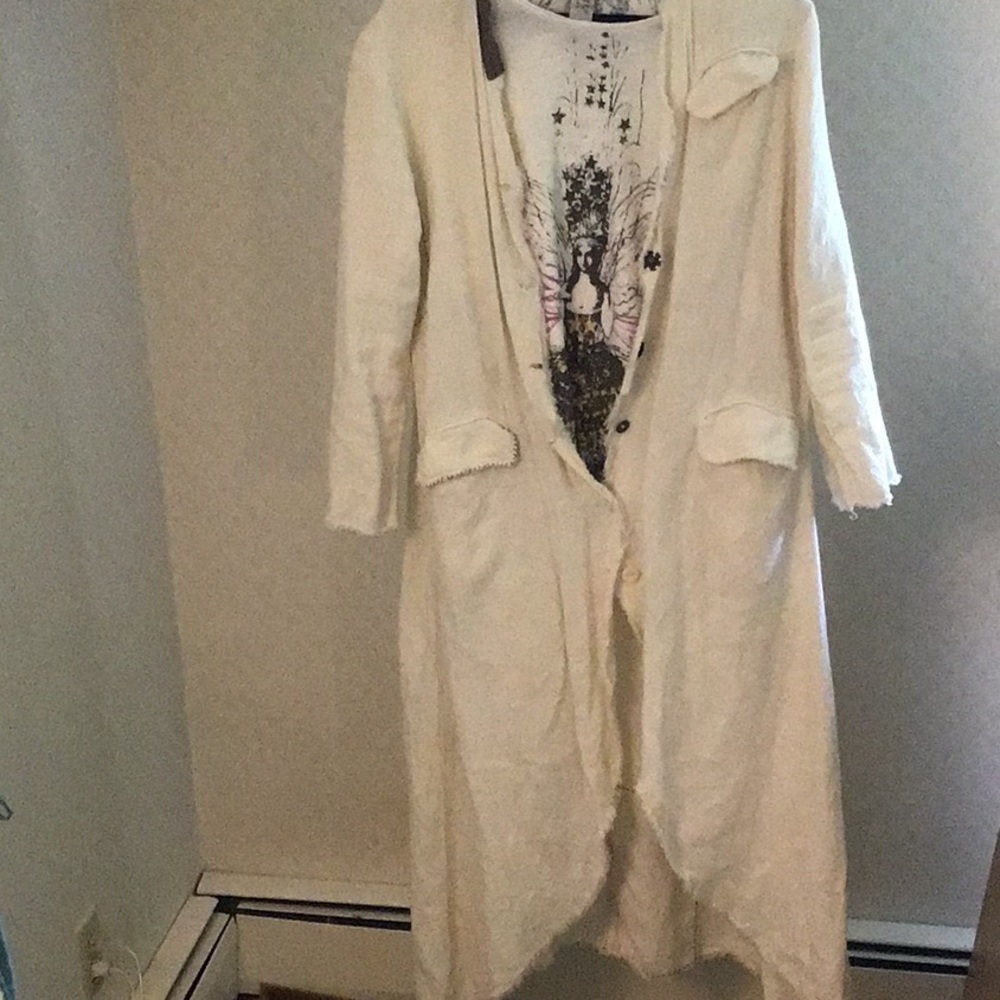 Magnolia pearl white linen duster coat jacket